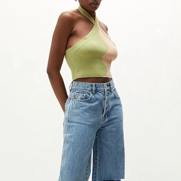 PacSun Tops - NWT PacSun LA Hearts Crisscross Halter Sweater Crop Top - Retro Vibes Size S